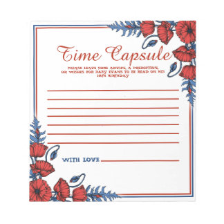 Poppy Floral Baby Shower Time Kapsel Notizblock
