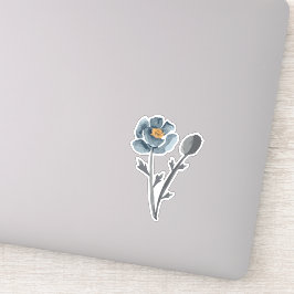 Poppy Floral Blue Aufkleber
