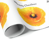 Poppy Floral Blume Muster Frohe Weihnachtsgelb Geschenkpapier (Rolleneckpunkt)