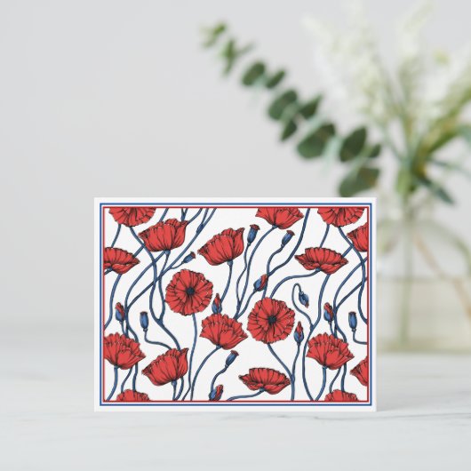 Poppy Floral Bouquet Postcard Postkarte (Stehend Vorderseite)