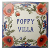 Poppy Floral Custom House Name Plate Schild Plaque Fliese (Vorderseite)