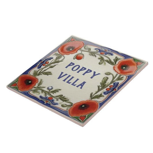 Poppy Floral Custom House Name Plate Schild Plaque Fliese (Seite)