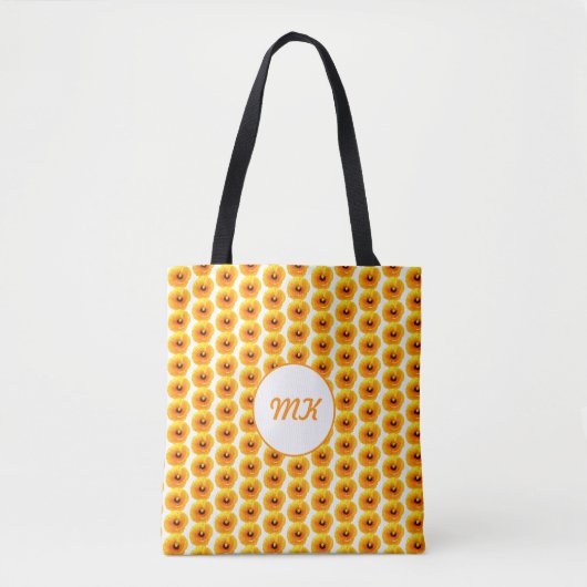Poppy Floral Golden Yellow Monogram Gift Tasche (Vorderseite)