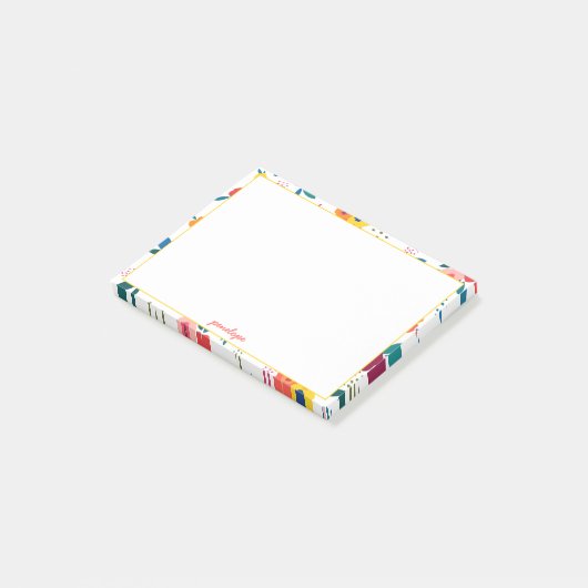 Poppy Floral Muster Kornskriptname Post-it Klebezettel (angewinkelt)