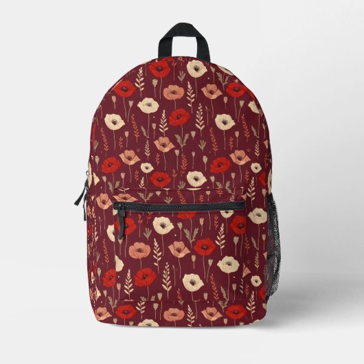 Poppy Floral Pattern Bedruckter Rucksack (Vorderseite)