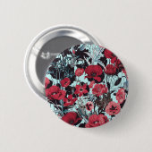 Poppy Floral Pattern Button (Vorne & Hinten)
