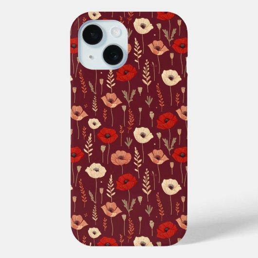 Poppy Floral Pattern Case-Mate iPhone Hülle (Rückseite)