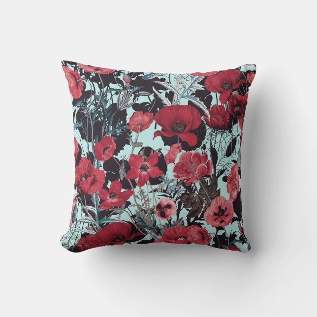 Poppy Floral Pattern Kissen (Vorderseite)