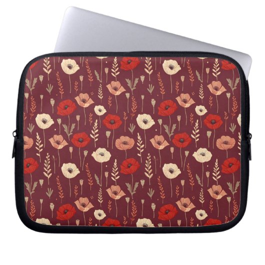 Poppy Floral Pattern Laptopschutzhülle (Vorderseite)