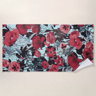 Poppy Floral Pattern Strandtuch