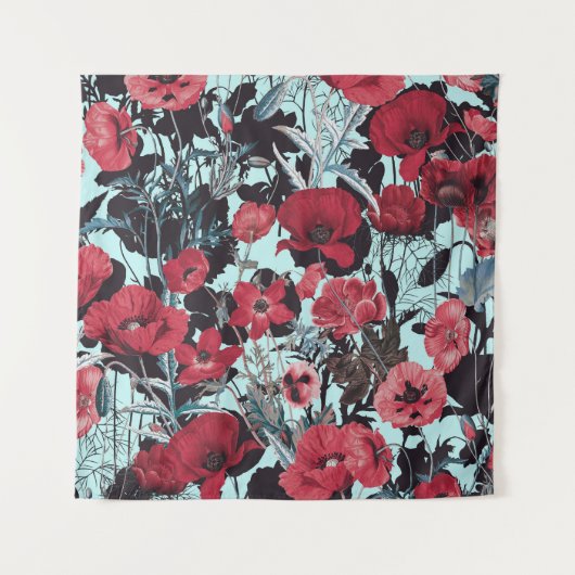 Poppy Floral Pattern Wandteppich (Vorderseite)