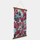 Poppy Floral Pattern Wandteppich Mit Holzrahmen (Gewinkelt)