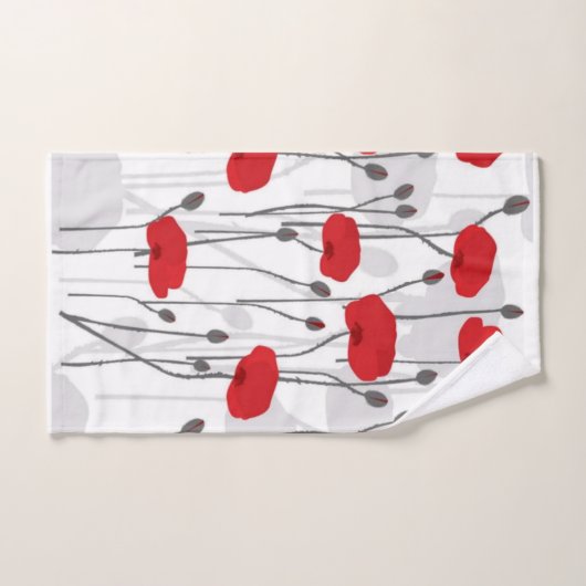 Poppy flower gift botanical pretty monogram badhandtuch set (Handtuch)