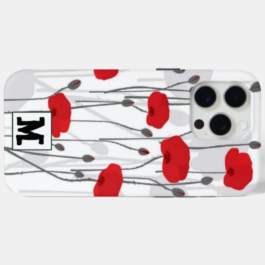 Poppy flower gift botanical pretty monogram Case-Mate iPhone hülle (Rückseite (Horizontal))