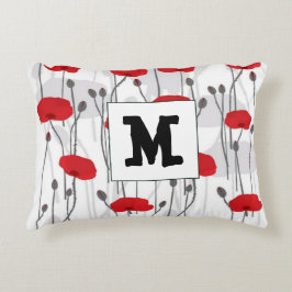 Poppy flower gift botanical pretty monogram dekokissen