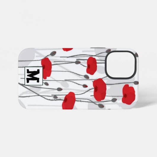 Poppy flower gift botanical pretty monogram iPhone hülle (Rückseite (Horizontal))