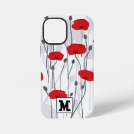 Poppy flower gift botanical pretty monogram iPhone 12 mini hülle
