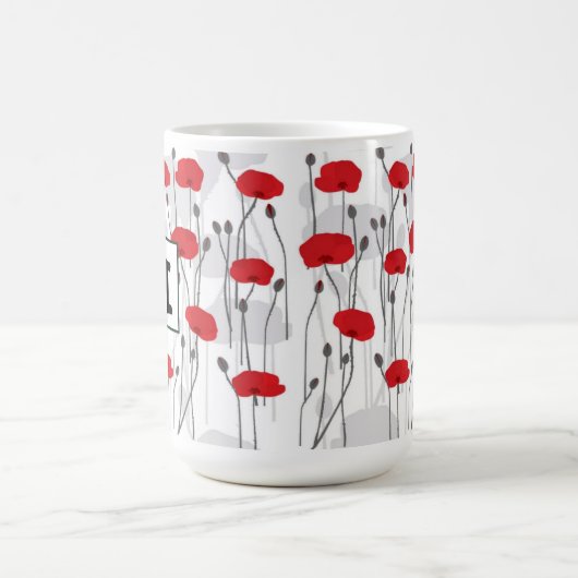 Poppy flower gift botanical pretty monogram kaffeetasse (Mittel)