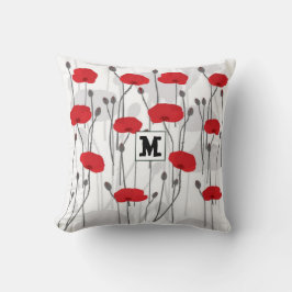 Poppy flower gift botanical pretty monogram kissen