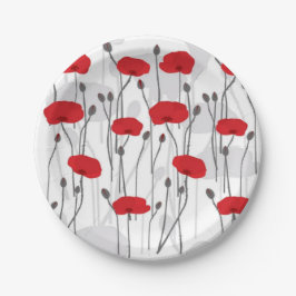 Poppy flower gift botanical pretty monogram pappteller