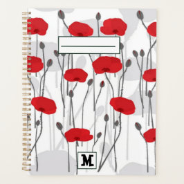 Poppy flower gift botanical pretty monogram planer