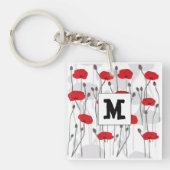 Poppy flower gift botanical pretty monogram schlüsselanhänger (Vorderseite)