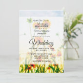 *~* Poppy Foto - UAWG - QR FLORAL Wedding Einladung (Stehend Vorderseite)