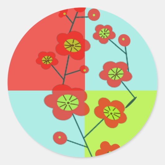 Poppy Fun Trendy Runder Aufkleber (Vorderseite)