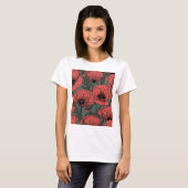 Poppy garden in coral, brown and pine green T-Shirt (Vorne ganz)