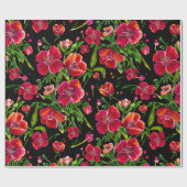 Poppy Garden on Black Geschenkpapier (Flach)