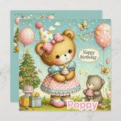 POPPY ~ Geburtstagskarte ~ Teddy Bear ~ Flat Card (Vorne/Hinten)