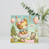 POPPY ~ Geburtstagskarte ~ Teddy Bear ~ Flat Card (Stehend Vorderseite)