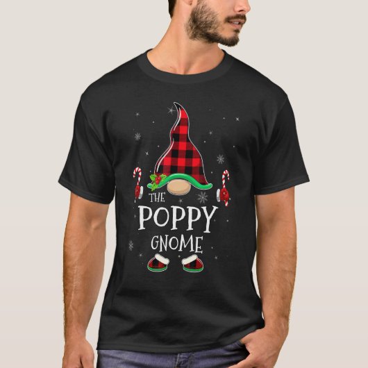 Poppy Gnome Buffalo Plaid Matching Family Christma T-Shirt (Vorderseite)