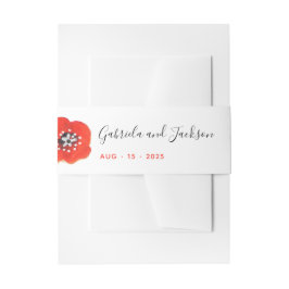 Poppy Hand bemalt Rote Blume Einladungsbanderole