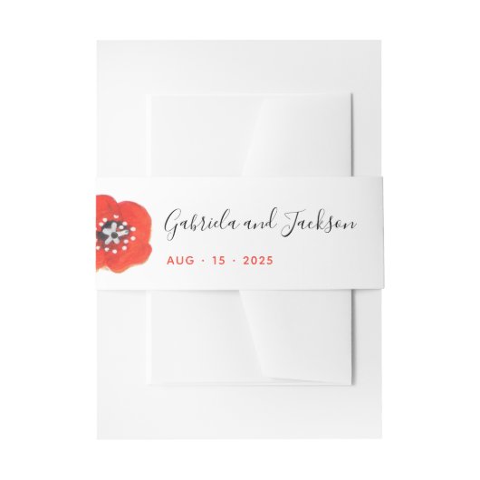 Poppy Hand bemalt Rote Blume Einladungsbanderole (Vorderseite Beispiel)