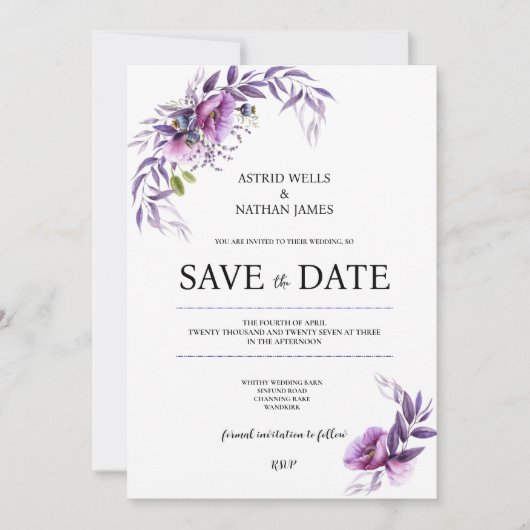 Poppy Heaven, Save the Date Einladung Hochzeit (Vorderseite)