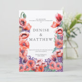 Poppy Hochzeit Einladung mit Dahlia Back (Stehend Vorderseite)