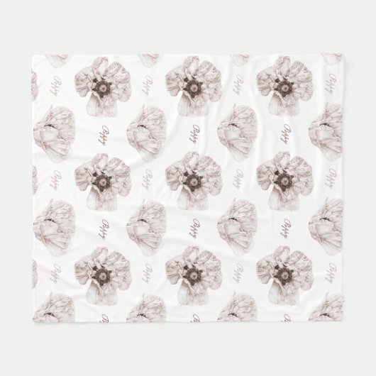 Poppy Illustrierte Blume Fleecedecke (Vorderseite (Horizontal))