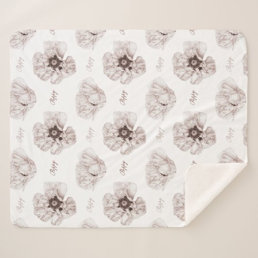 Poppy Illustrierte Blume Sherpadecke (Vorderseite (Horizontal))