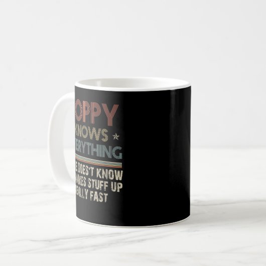 Poppy Know Alles - Opa-Geschenk Kaffeetasse (Vorderseite Links)