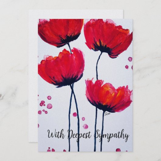 Poppy Liebe Flat Sympathy Card Dankeskarte (Vorne/Hinten)
