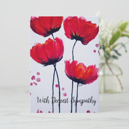 Poppy Liebe Flat Sympathy Card Dankeskarte (Stehend Vorderseite)