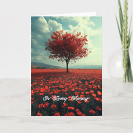 Poppy Meadow Lonely Tree Einladung