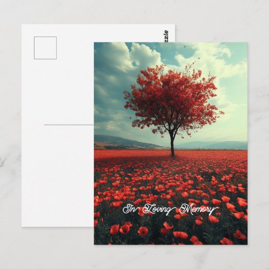 Poppy Meadow Lonely Tree Postkarte (Vorne/Hinten)