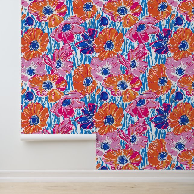 Poppy Meadow Sketch Tapete (Anwendung)