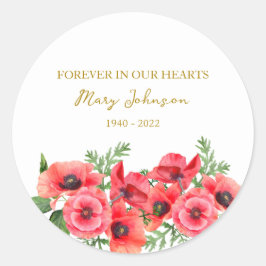 Poppy Memorial Funeral Classic Round Sticker