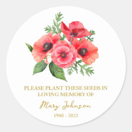 Poppy Memorial Funeral Seed Packet Runder Aufkleber