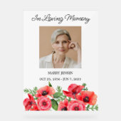 Poppy Memorial Photo Funeral Acrylic Sign Acrylschild (Vorderseite)