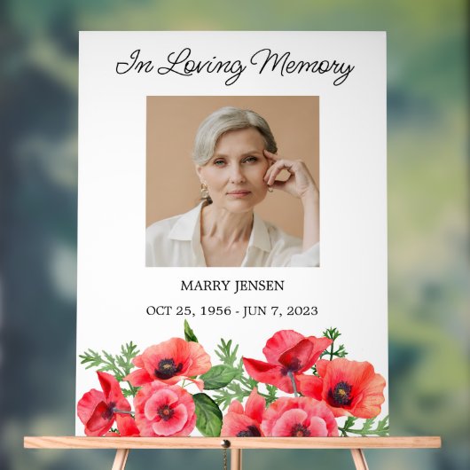 Poppy Memorial Photo Funeral Acrylic Sign Acrylschild (Neutral)