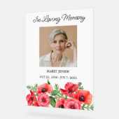 Poppy Memorial Photo Funeral Acrylic Sign Acrylschild (Winkel)